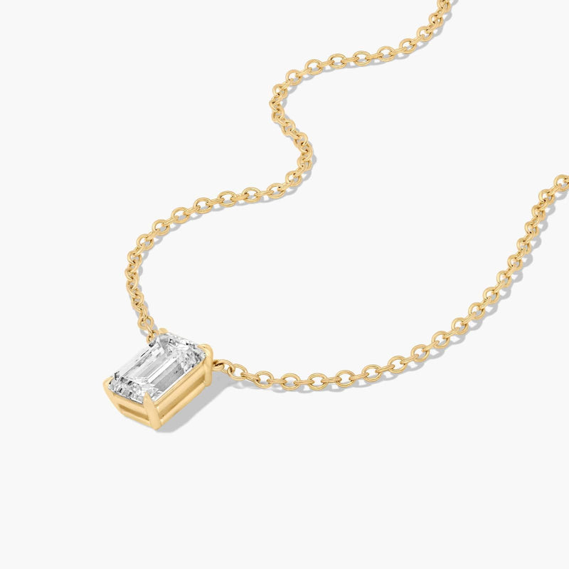 14K Yellow Gold Emerald Cut Lab-Grown Diamond Solitaire Pendant (1.50 CTW - F-G / VS2-SI1)