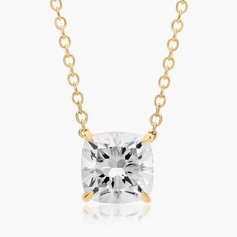 14K Cushion Cut Lab-Grown Diamond Solitaire Pendant (2.00 CTW - F-G / VS2-SI1)