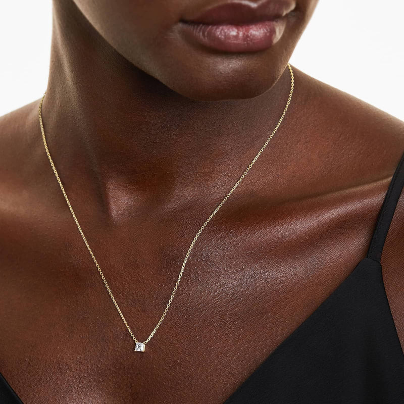 14K White Gold Princess Cut Lab-Grown Diamond Solitaire Pendant (1.00 CTW - F-G / VS2-SI1)