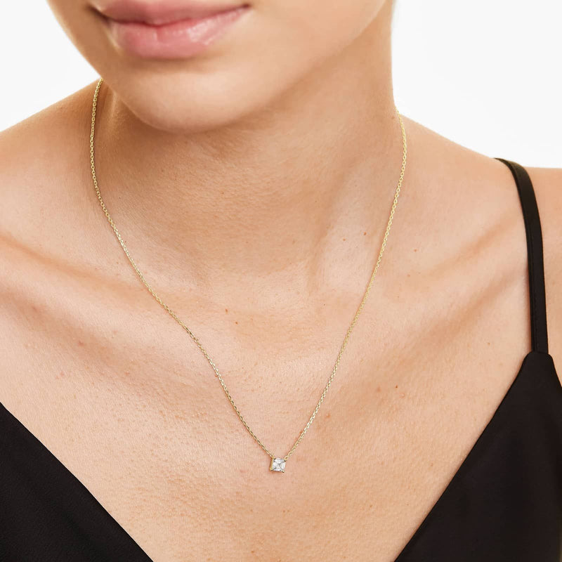 14K Asscher Cut Lab-Grown Diamond Solitaire Pendant (0.50 CTW - F-G / VS2-SI1)
