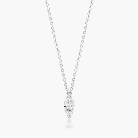 14K Marquise Cut Lab-Grown Diamond Solitaire Pendant (0.50 CTW - F-G / VS2-SI1)