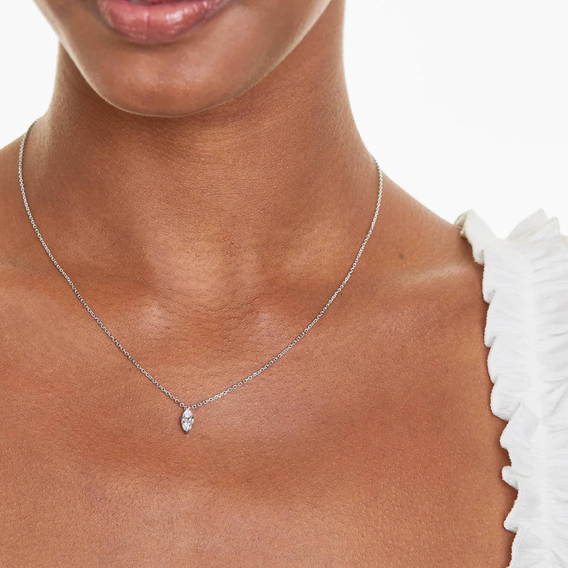 14K Marquise Cut Lab-Grown Diamond Solitaire Pendant (0.50 CTW - F-G / VS2-SI1)
