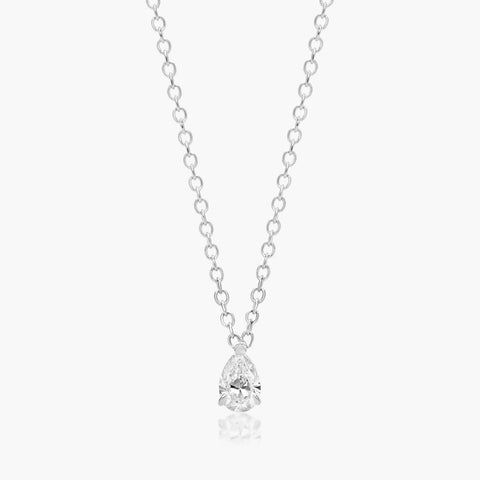 Point Up Pear Cut Lab-Grown Diamond Solitaire Pendant