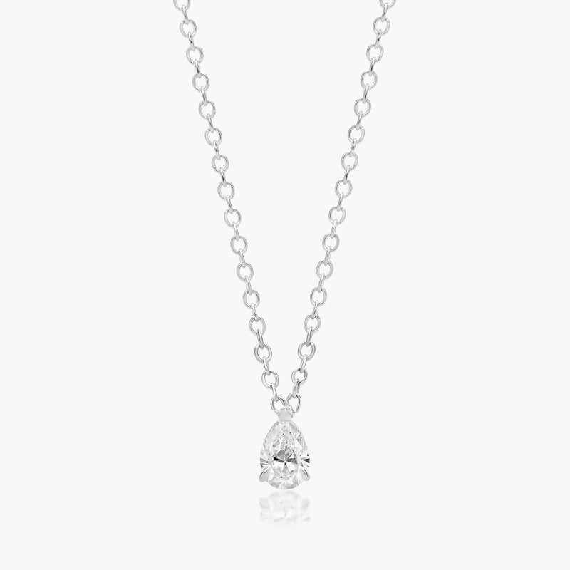 Point Up Pear Cut Lab-Grown Diamond Solitaire Pendant