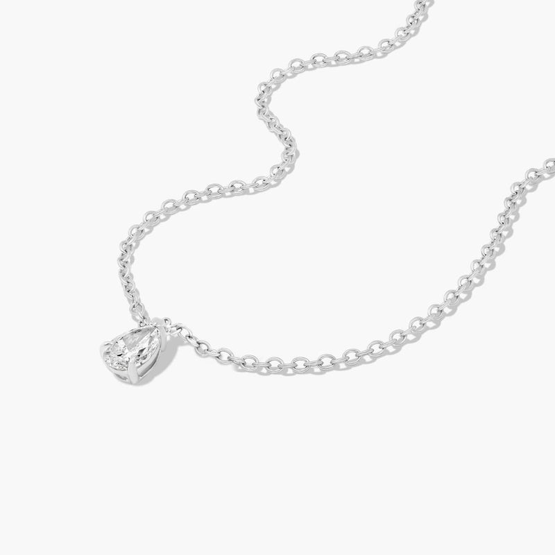 Point Up Pear Cut Lab-Grown Diamond Solitaire Pendant