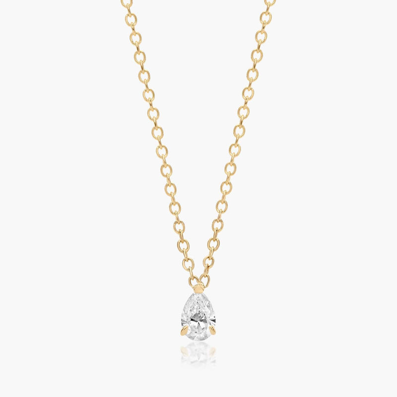 Point Up Pear Cut Lab-Grown Diamond Solitaire Pendant