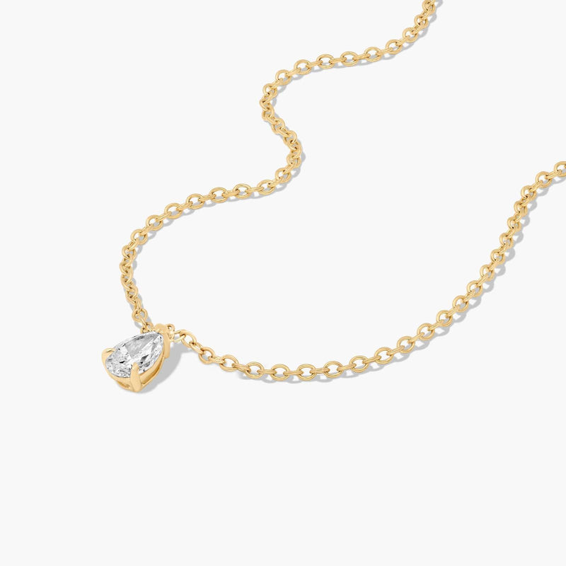 Point Up Pear Cut Lab-Grown Diamond Solitaire Pendant