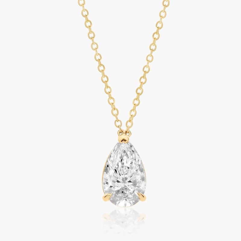 14K Point Up Pear Cut Lab-Grown Diamond Solitaire Pendant (2.00 CTW - F-G / VS2-SI1)