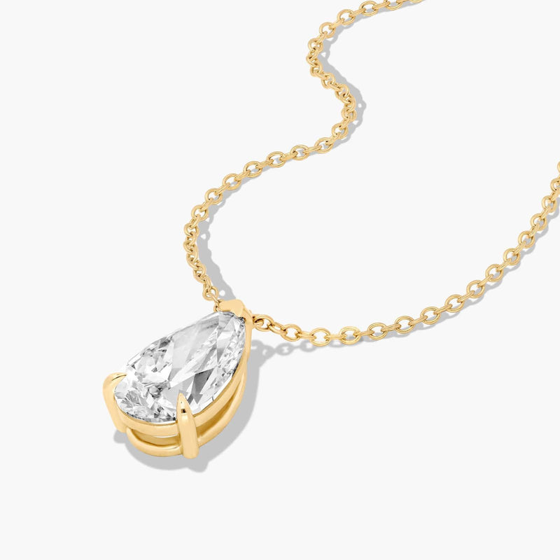 14K Point Up Pear Cut Lab-Grown Diamond Solitaire Pendant (2.00 CTW - F-G / VS2-SI1)