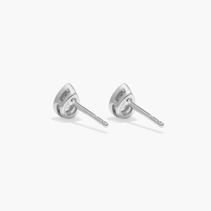 Bezel Diamond Stud Earrings With 0.25 CTW Pear Shaped Diamonds in 14K White Gold