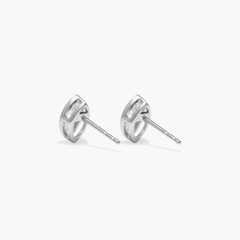 Bezel Diamond Stud Earrings With 0.75 CTW Marquise Cut Diamonds in 14K White Gold