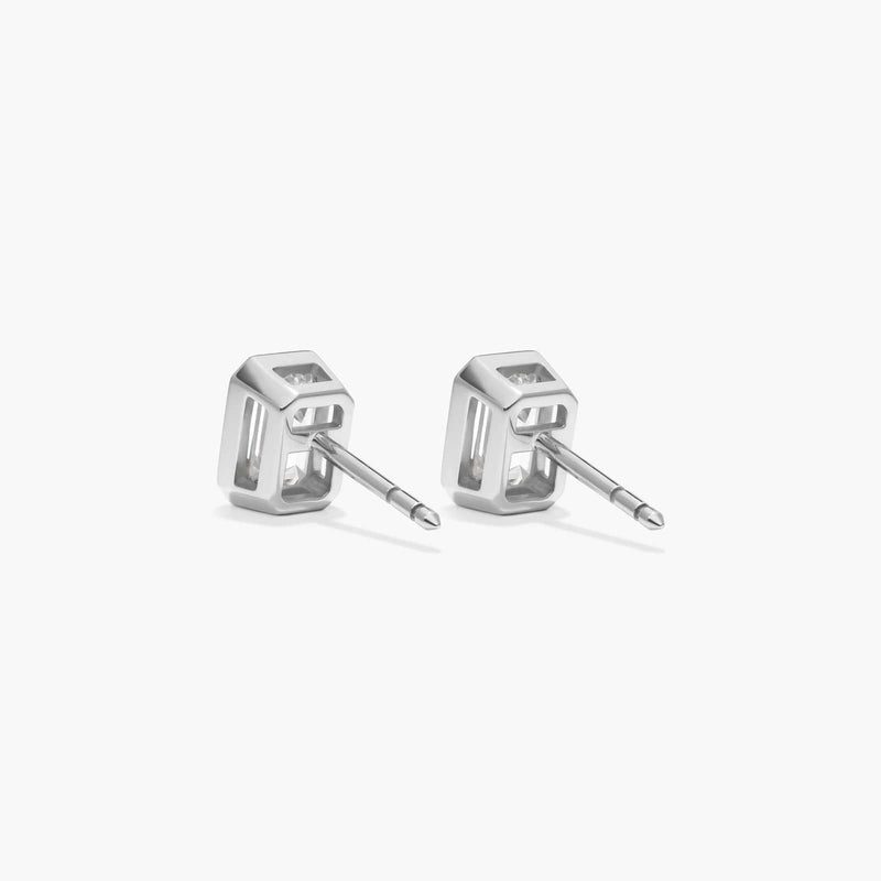 Bezel Stud Earrings With 2 CTW Emerald Cut Lab-Grown Diamonds in 14K White Gold