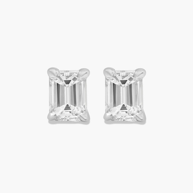 Emerald Cut Lab-Grown Diamond Stud Earrings