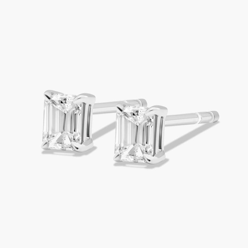 Emerald Cut Lab-Grown Diamond Stud Earrings