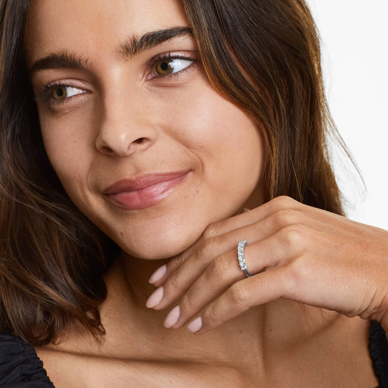 Seven Stone Anniversary Ring With Princess Cut Lab-Grown Diamonds