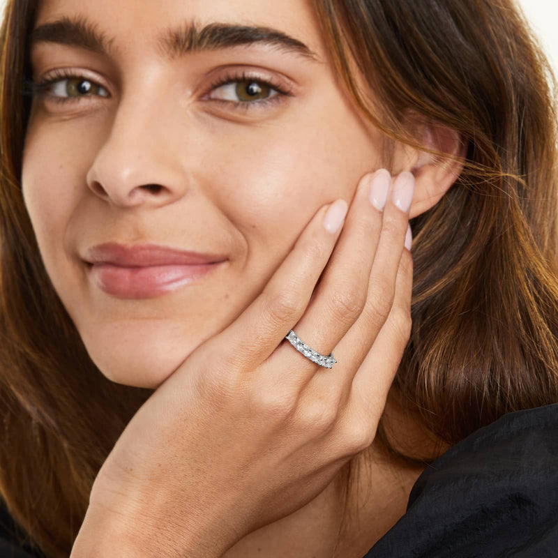 Seven Stone Anniversary Ring With Princess Cut Lab-Grown Diamonds