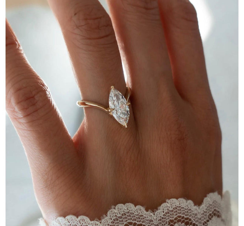 2.5ct Marquise Diamond Set in 14kt Yellow Gold